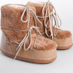 Resim Capone Outfitters Beatrisa Yuvarlak Burunlu Kalın Tabanlı Kürklü Kadın Kar Botu 