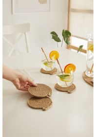 Resim Ocean Home Textile 4'lü Jüt Halat Bardak Altlığı Ø 10 cm 