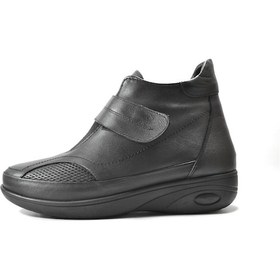 Resim Beety 2007 Deri Siyah Kemik Çıkıntı Kürklü Ortopedik Anne Bot Siyah 