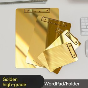 Resim Dayanıklı Metal Klipsli Paslanmaz Çelik Pano - Hemşireler, Öğrenciler, Ofis & Restoran Kullanımı İçin İdeal - Altın & Gümüş Renklerde, Çoklu Boyutlarda (A4/B5/A5/A6), Yazı Pedi, Kalınlık 1mm, Dosya Tahtası 