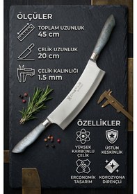 Resim Silver Gray Serisi Mutfak Bıçak Pizza Börek Salata Kıyma Bıçağı Çift Tutma Zırh Mft-965 Gri 