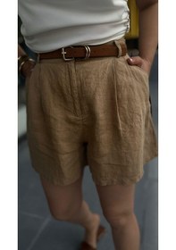Resim Camel %100 Ham Keten Şort Camel 