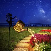 Resim 1 adet Güneş Enerjili Sulama Kabı Peri Bahçe Işıkları ile LED Dize Işıklar Metal Dış Mekan Süslemeleri için Veranda Çim Tatil Süsleri, Anneler Günü, Komşular ve Arkadaşlar İçin Hediye 