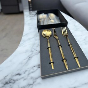 Resim Bambum Vibe 36 Parça Çatal Kaşık Bıçak Takımı Altın Metalik 