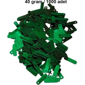 Resim Kuzgun Ticaret Koyu Yeşil 15 x 5 mm Dantel Oya Yazma Halhal Abiye Lazer Kesim Pul 1000 Adet / 40 Gram 