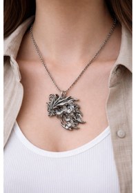 Resim Gümüş Renk Anime Ffxvı Ifrit Bahamut Desenli Kolye Unisex Yetişkin Çok renkli 