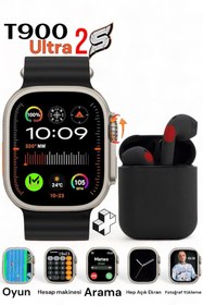 Resim MATEO Akıllı Saat 49mm Watch 8 Ultra T900 Ultra ios/android Destekli Arama Özeliği + Bluetooth Kulaklık 
