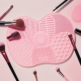 Resim Makeup Fırça Temizleme Pedi, Taşınabilir Kurutma ve Yıkama Aracı için Vantuzlu Silikon Makyaj Süngeri Temizleme Matı, Fırçalar ve Puf'lar İçin Uygun 