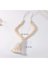 Resim 1 Adet Beyaz Makromeli Ahşap Boncuklu Perde Tutucu 