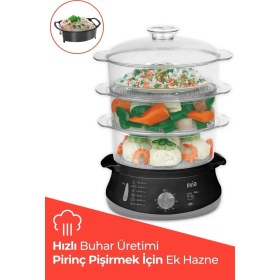 Resim Evia 60 Dakika Zaman Ayarlı 10 Litre Bpa Içermeyen Buharlı Pişirici 