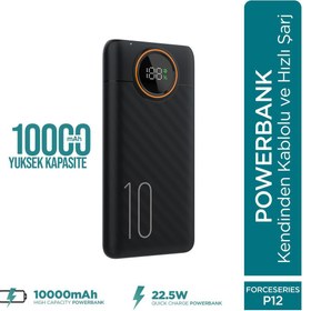 Resim Phixi Force P22 20000mAh 22.5W Hızlı Şarj Cihazı - Fast Powerbank - Dijital Ekran - Taşınabilir Şa 