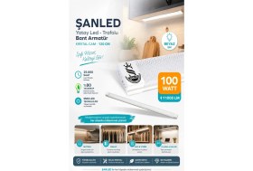 Resim ŞANLED 100W 120 Cm Kristal Yatay LED Bant Armatür-Trafolu Beyaz Işık 