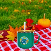 Resim Dayanıklı 304 Paslanmaz Çelik Yalıtımlı Su Şişesi Dinozor Tasarımlı, Pipet & Saplı - 8.8cm Yükseklikte, Dış Aktiviteler İçin Mükemmel 