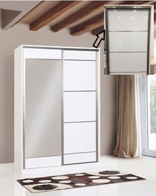 Resim Doğandekorasyon Bora 120 Cm Sürgülü Dolap Gardırop Vestiyer Portmanto 