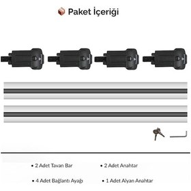 Resim Ford Connect 2014 2021 Uyumlu Trs-1 Kilitli Sistem Ara Atkı Tavan Barı Gri 2 Adet 