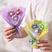 Resim 1 adet Kumaş Yapay Mini Örgü Puf Çiçek Buketi, Çeşitli Oda Tipleri için Yaratıcı Ev Dekoru Vurgusu, Sevgililer Günü, Anneler Günü, Noel, Mezuniyet için İdeal - Kaplama Yok, Asma, Elektrik veya Pil Gerektirmez 