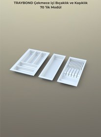 Resim Çekmece Içi Kaşıklık Ve Bıçaklık Düzenleyici Beyaz, 64x48 Yandan Ve Boydan 4cm Kesilebilir Beyaz 