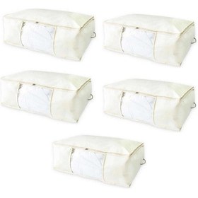 Resim Vedsey 5'li 50x70x25 Pencereli Krem Baza Altı Düzenleyici Hurç Krem 