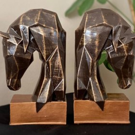 Resim Geometric Horse Bookends, Polyester Book Holder Set, Horse Head Bookends, Decorative Bookends, Minimalist Horse Bookends, Horse Bookends - Object-1 