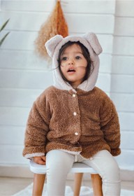 Resim LAL Babyrompers Unisex Bebek Teddy Kahverengi Montu 