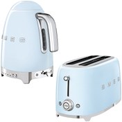 Resim TSF02PBEU 2x4 Pastel Mavi Ekmek Kızartma Makinesi ve KLF04PBEU 1.7 L Isı Ayarlı Pastel Mavi Kettle Set Smeg