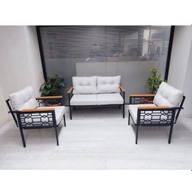 Resim İnci Balkon-bahçe-kafe Çay Seti Koltuk Oturma Takımı-oturma Grubu Krem 