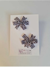 Resim swan butik Anne Kız Seti Leopar Yetişkin Tokası Ve Bebek Fiyonk Bandana 