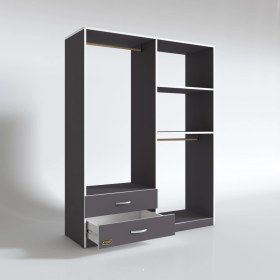 Resim Kenzlife giysi dolabı şemsettin 175*120*40 gri gardırop 2 çekmeceli 