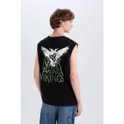 Resim DeFacto %100 Pamuk Vikings Valhalla Boxy Fit Bisiklet Yaka Sırt Baskılı Atlet E3320AX25SM 