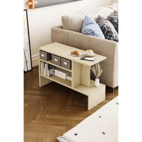 Resim Hofga Sümela Raflı Yan Sehpa - Gazetelik, Dergilik, Kitaplık Traverten 