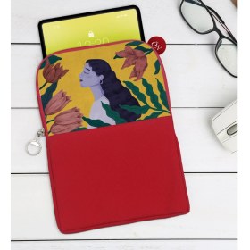 Resim Bk Gift Woman Art Tasarımlı Taşınabilir Koruyucu Tablet Kılıfı & Organizer Çanta - Kırmızı-1 