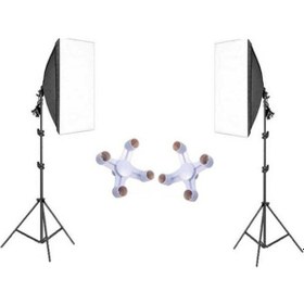 Resim Rabsev Softbox 50x70 CM 4 Duylu Ikili Set Sürekli Işık Ürün Video Fotoğraf Çekimleri 