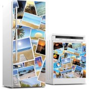 Resim ve Bulaşık Makinası Beyaz Eşya Sticker Kaplama Tatil Kolaj 