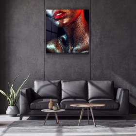 Resim Gümüş Makyaj Cam Duvar Tablosu - XL (100 x 100 cm) 