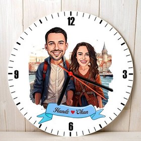 Resim Güzel İstanbul ve Aşkımız Karikatürlü Duvar Saati 