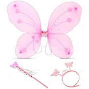 Resim Pembe Kelebek Kız Seti 50 Cm Kelebek Kanadı, Taç Ve Asa 1 