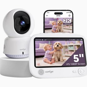 Resim 2K Wi-Fi Akıllı, Görüntülü Bebek Telsizi, 5" HD Ekran, Gece Görüşü, Hareket/Gürültü Alarmı - Beyaz 