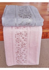 Resim Camellia Havlu 2 Adet 50x80 El Yüz Havlusu Gri - Pembe 