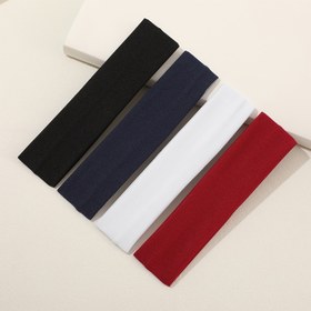 Resim 4 adet Kadın Spor Bandı - Kaymaz, Teri Emici, Esnek Polyester Kafa Sarımları Koşu, Yoga ve Egzersiz için - Minimalist Tasarım, Düz Renkler (Siyah, Beyaz, Kırmızı, Mavi), Fitness Bandı | Basit Stil | Nonwoven Kumaş 