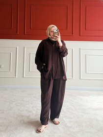 Resim KETEN ŞALVAR TAKIM - Kahverengi / 2 