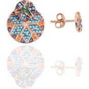 Resim Söğütlü Silver Gümüş Rose Tasarım Kilim Küpe Sgtl10152rose 