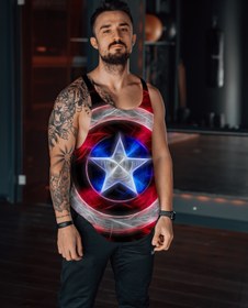 Resim Freeyez Captan America 2 Gym Fitness Tank Top Sporcu Atleti 