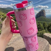 Resim Sanrio Hello Kitty 40oz Paslanmaz Çelik Su Matarası - Sızdırmaz Kapaklı ve Pipetli Hafif Seyahat Termosu, Canlı Pembe Sevimli Tasarım, Açık Hava, Spor Salonu, Kamp İçin - Sadece Elde Yıkanır, Hayranlar İçin Mükemmel Hediye, Seyahat Su Matarası, Dayanıklı İçecek Kabı 
