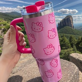 Resim Sanrio Hello Kitty 40oz Paslanmaz Çelik Su Matarası - Sızdırmaz Kapaklı ve Pipetli Hafif Seyahat Termosu, Canlı Pembe Sevimli Tasarım, Açık Hava, Spor Salonu, Kamp İçin - Sadece Elde Yıkanır, Hayranlar İçin Mükemmel Hediye, Seyahat Su Matarası, Dayanıklı İçecek Kabı 