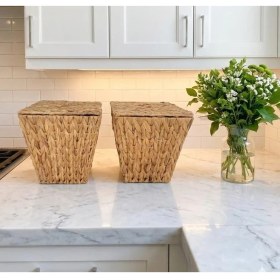 Resim Beyaz Atölye Kalın Örgülü 2 li Patates Soğan Sepeti 