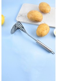 Resim Çelik Pratik Patates Muz Havuç Turp Kabak Sebze Ezici Püre Yapıcı Cin968 Gri 