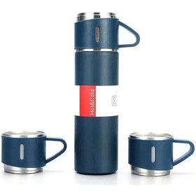 Resim 500Ml 304 Paslanmaz Çelik Vakum Yalıtımlı Su Şişesi Sızdırmaz Su Bardağı Kupa 3 Kapak Kapaklı Fda Sertifikası Olmadan - Mavi 