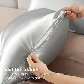 Resim Zipperli Lüks Saten Yastık Kılıfı, Yumuşak Nefes Alabilen Kadife, 80-85g Kare Ağırlık, %100 Polyester, Dokuma, Makinede Yıkanabilir, Baskısız, Yatak Odası ve Oturma Odası Dekorasyonu için 