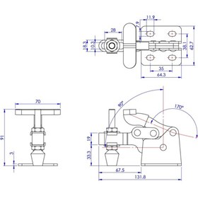 Resim MAMMUD GoodHand GH-13008 Dikey Geçiş Kelepçesi | 170 kg Kapasiteli, Düşük Profil Kelepçe - Endüstriyel Sabi 