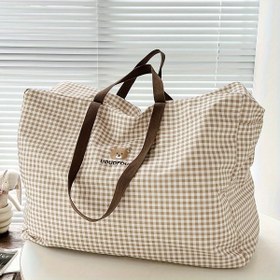 Resim Ekstra Büyük Katlanabilir Hamile Çantası - Dayanıklı Polyester, Seyahat Gereçleri için Taşınabilir & Geniş Depolama, Krem 